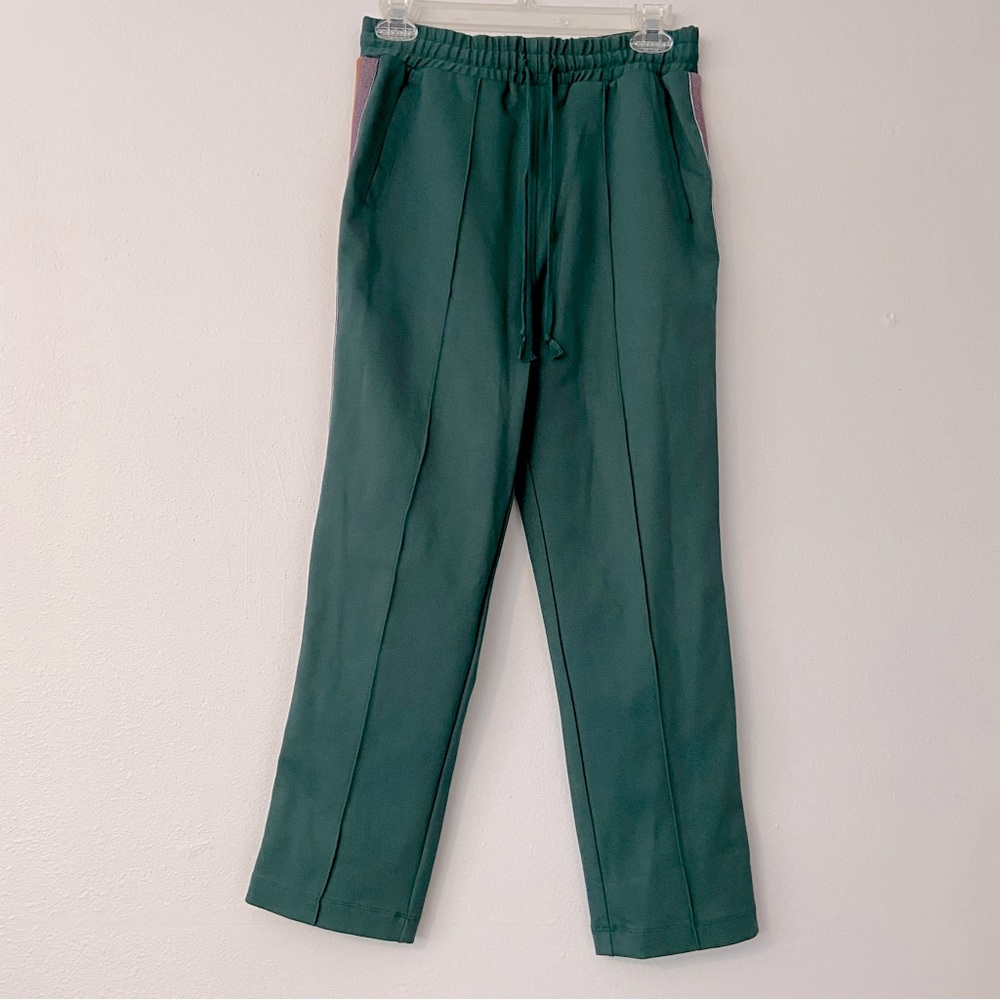 NWT Spiritual Gangster Classic Cropped Jade Green Track Pants with Stripes - Picture 4 of 13